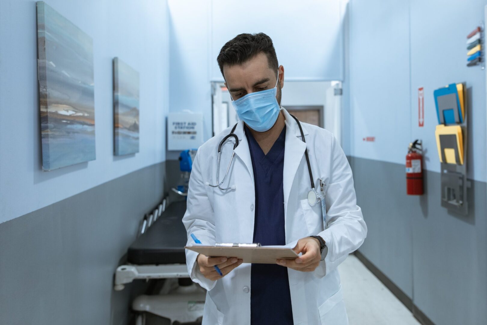 Podiatrist examining a patient's foot